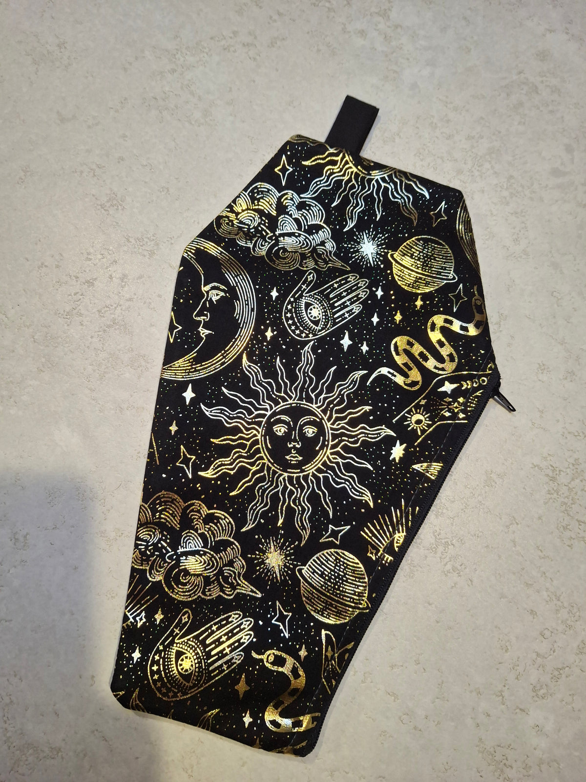 Gold foil Coffin makeup bag