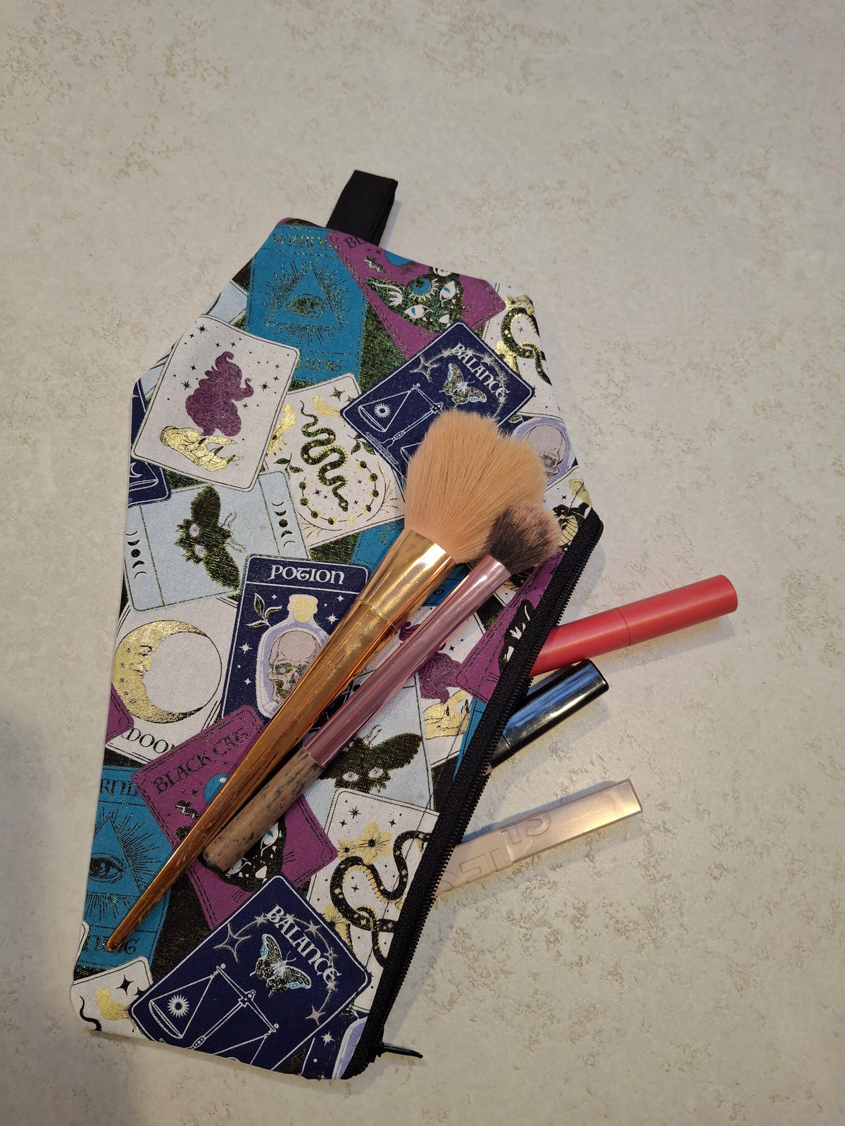 Tarot card Coffin makeup bag