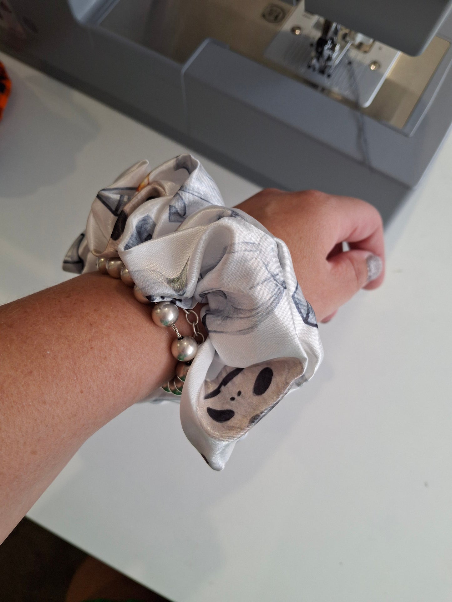 Spooky satin scrunchie