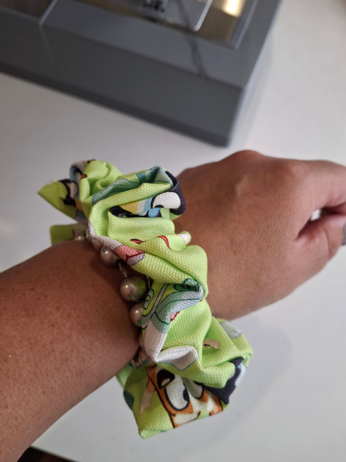 Bluey green scrunchie