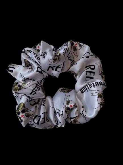 Taylor Swift Albums white Satin handmade scrunchie