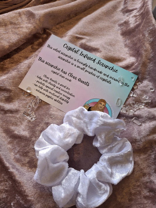 Handmade crystal infused velvet scrunchies