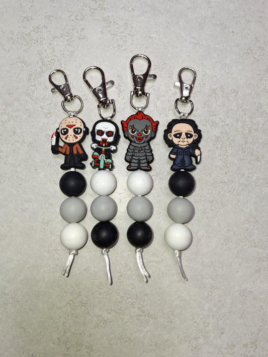 Horror silicone beaded keyring