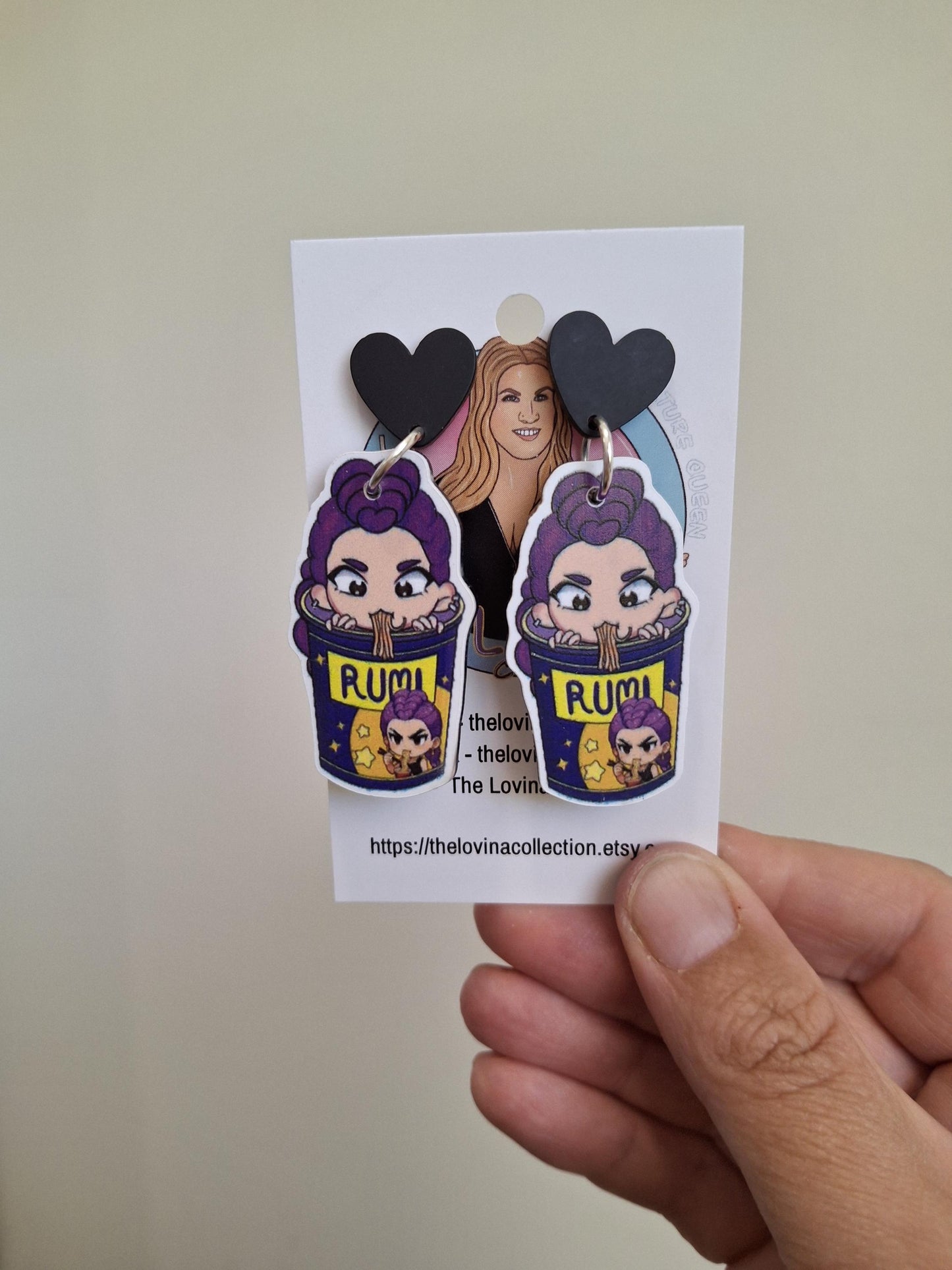 K pop demon hunters earrings. Resin earrings, handmade earrings, kpop