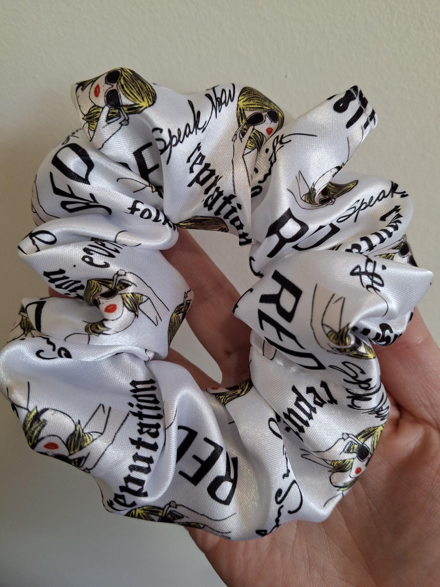 Taylor Swift Albums white Satin handmade scrunchie