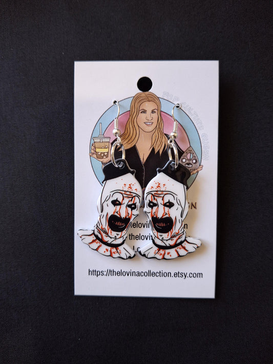 Art the clown earrings, The Terrifier, Halloween, horror