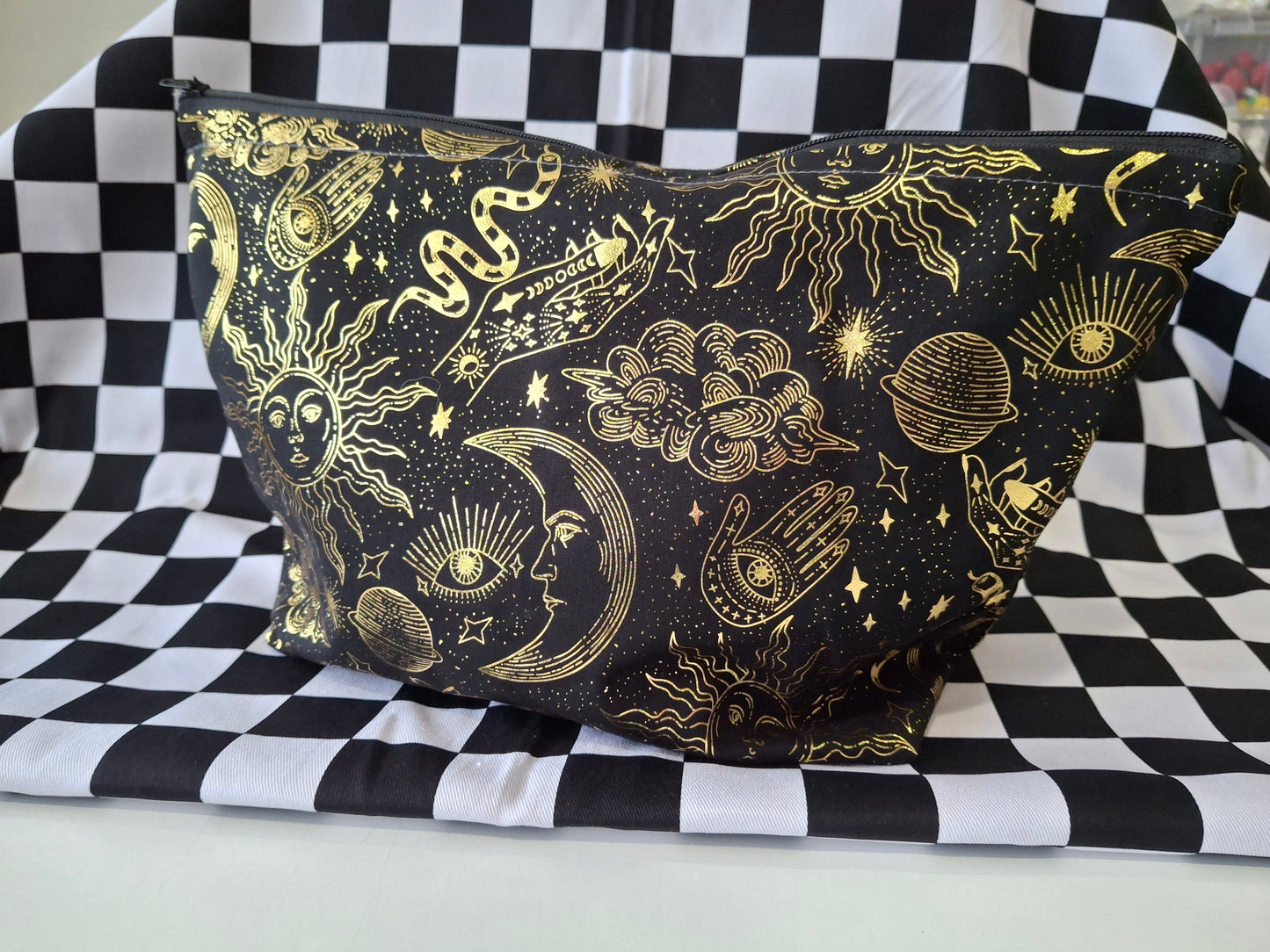 Mystical gold foil makeup bag
