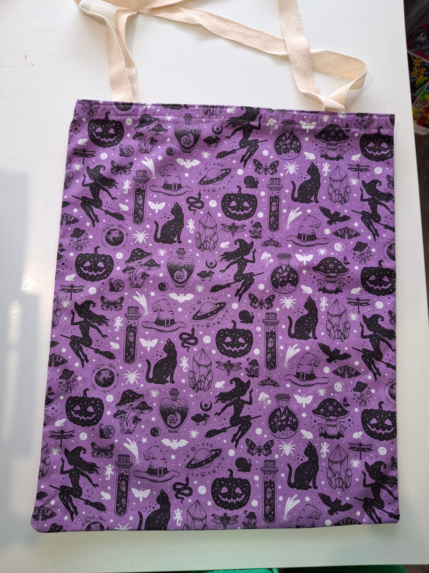 Purple witchy tote bag