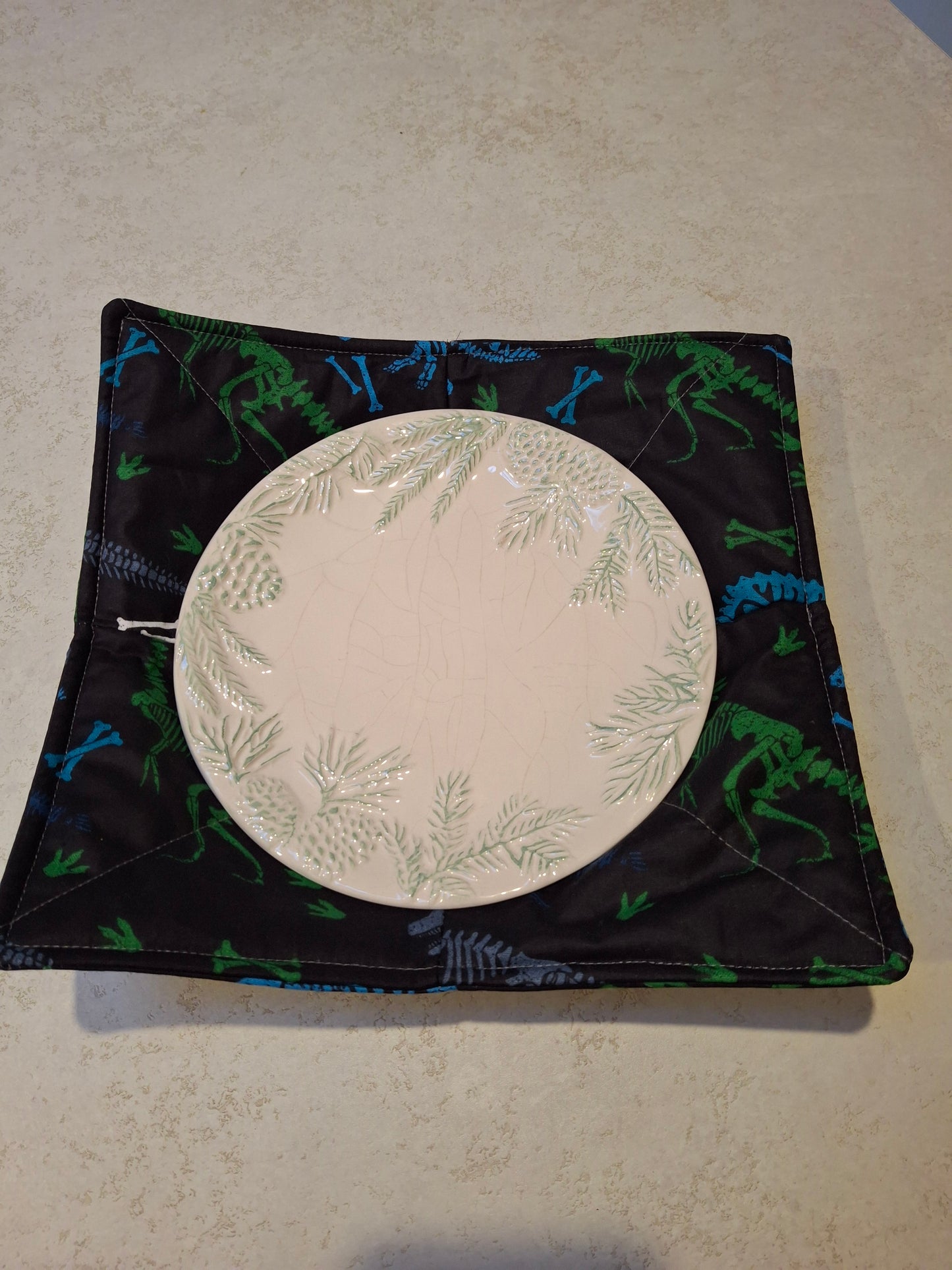 Dinosaur plate cosy