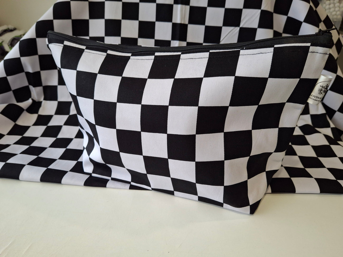 Black and white makeup bag