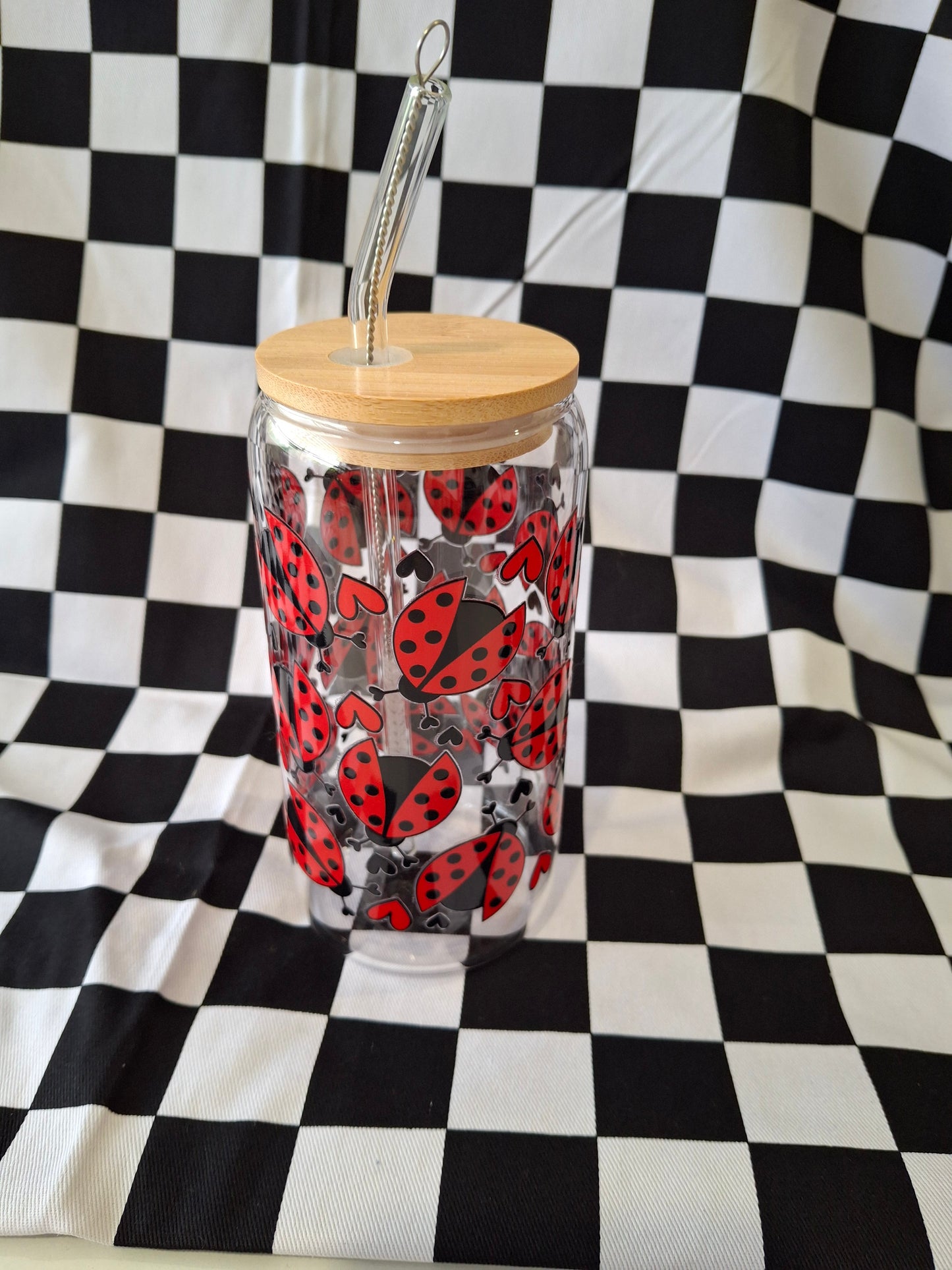 Lady bug glass tumbler