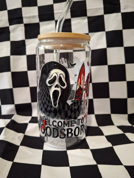 Welcone To Woodsboro glass tumbler