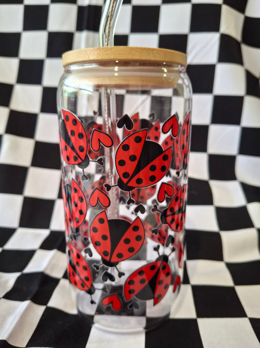 Lady bug glass tumbler