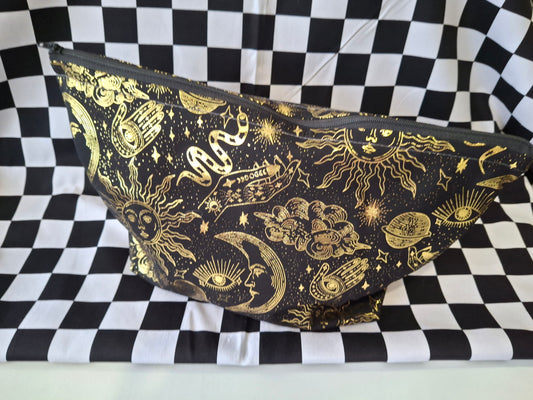 Mystical gold foil makeup bag