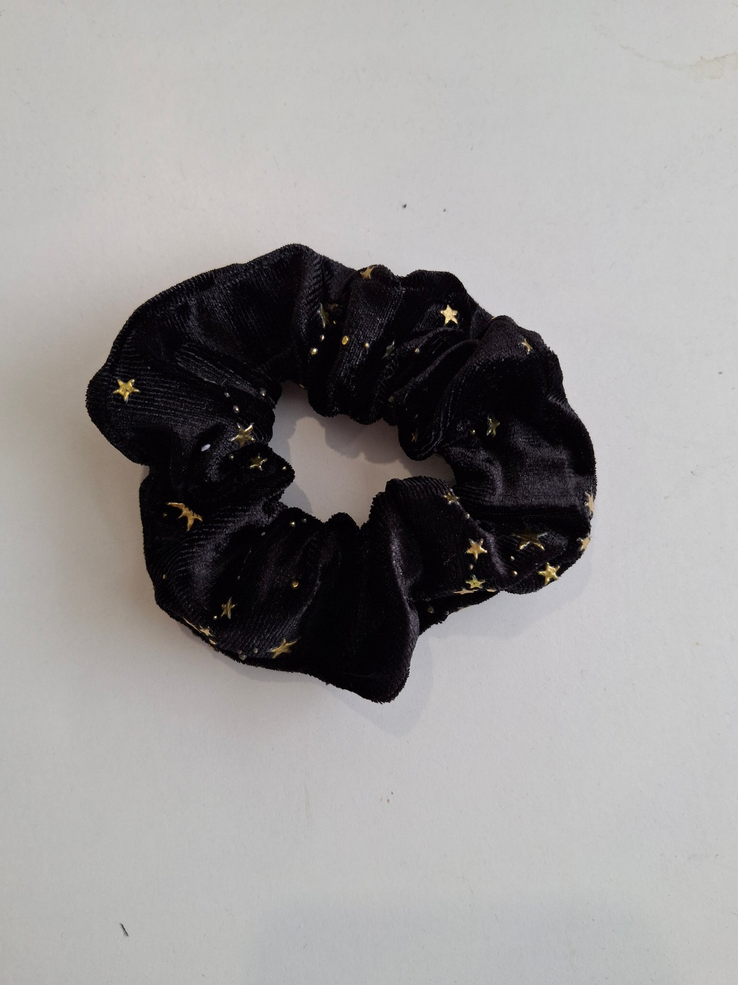 Black velvet stars scrunchie